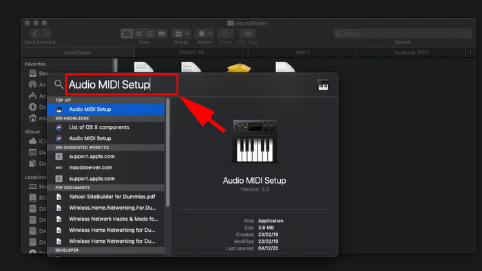 Gõ cụm Audio MIDI Setup