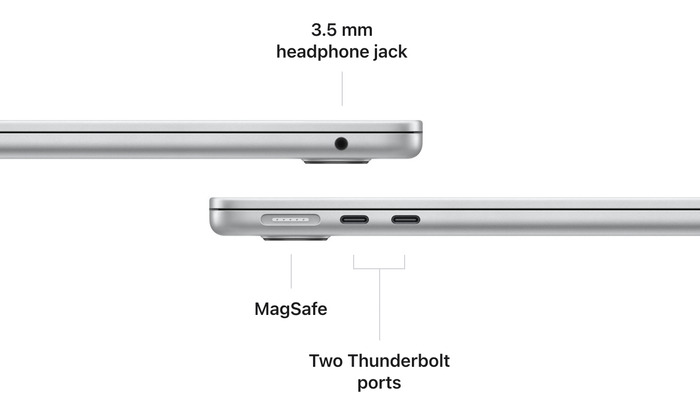 Hệ thống cổng sạc tối giản nhưng đầy đủ chức năng của MacBook Air M2 2022 13”