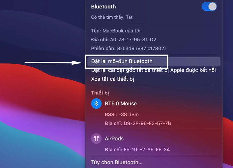 Đặt lại Module Bluetooth cho MacBook M1