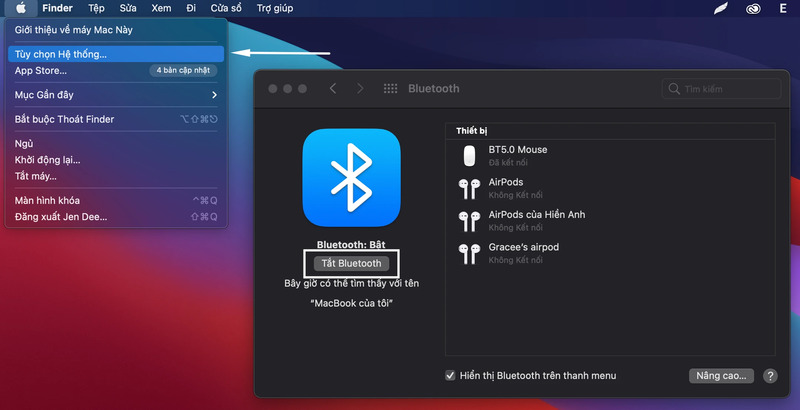 Vô hiệu hóa Bluetooth trên MacBook M1