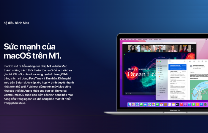 Bảo mật tốt với hệ điều hành macOS trên MacBook Air M1 2020