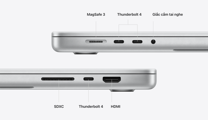Cổng kết nối được bố trí hợp lý trên hai cạnh của MacBook Pro M1 2021