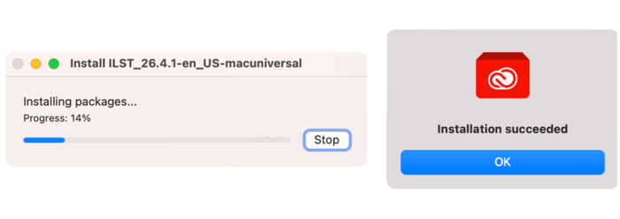 Popup Installation Succeeded hiện ra thông báo bạn đã cài xong AI cho MacBook M1