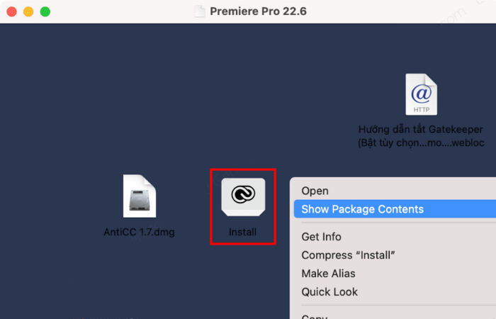 Mở file Install cài AI cho MacBook M1 màu trắng