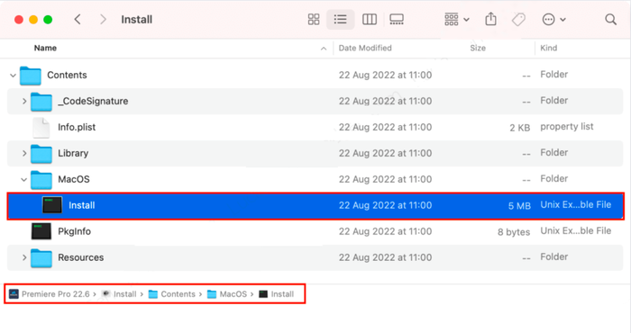 File Install AI cho MacBook M1 nằm trong thư mục Content