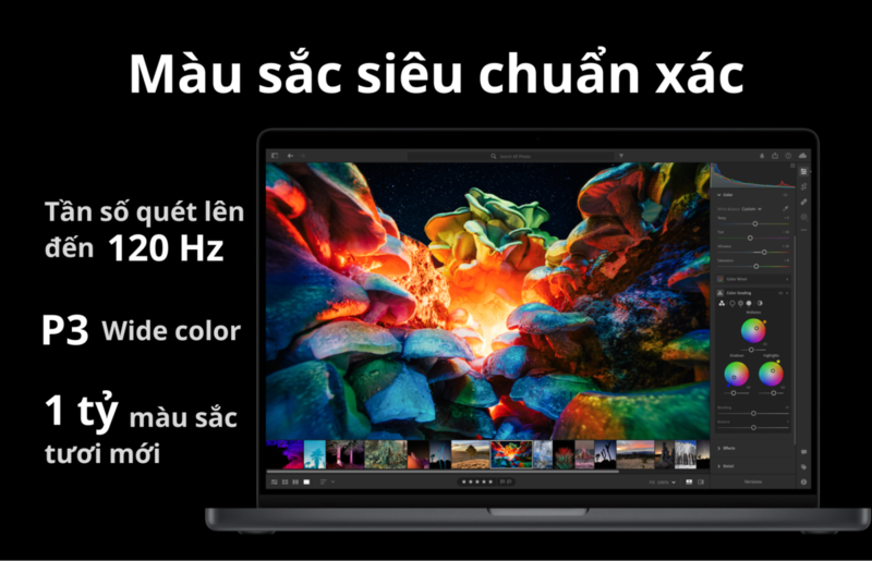 Màu sắc MacBook Pro 14 inch siêu chuẩn xác, sống động, chân thực