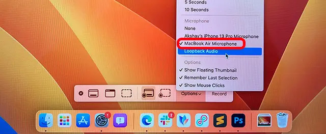 Sử dụng micro MacBook để ghi lại âm thanh khi quay màn hình