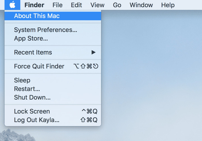Nhấn chọn biểu tượng Apple trên màn hình Macbook