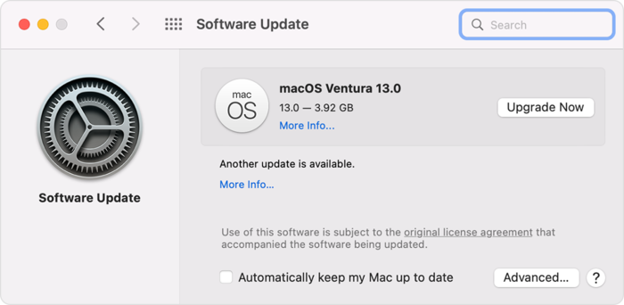 Sử dụng tiện ích Software Update để cập nhật hệ điều hành cho MacBook
