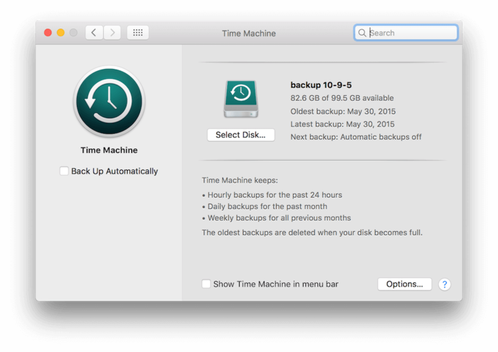 Ứng dụng Time Machine trên MacBook