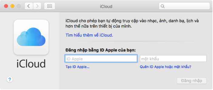 Thiết lập iCloud chỉ với tài khoản Apple ID