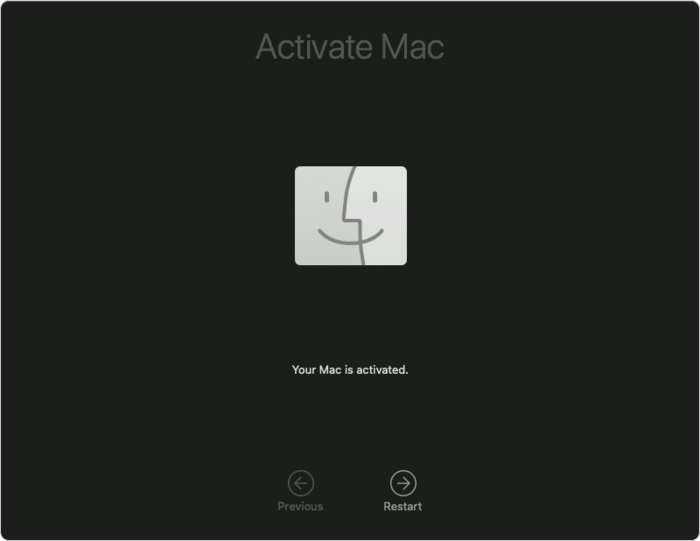 Nhấn Restart để kích hoạt lại MacBook