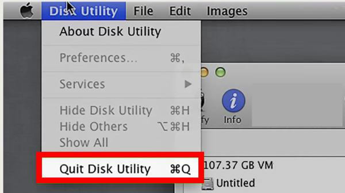 Nhấn Quit Disk Utility là bạn đã hoàn tất việc xóa toàn bộ dữ liệu và cài đặt hệ điều hành MacBook