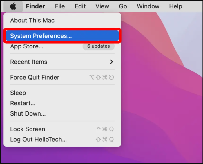 Chọn System Preferences trên MacBook