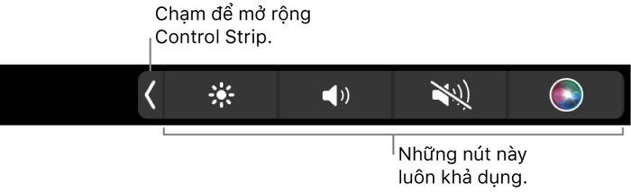 Control Strip giúp người dùng điều chỉnh về âm lượng, độ sáng hay khởi động trợ lý ảo Siri