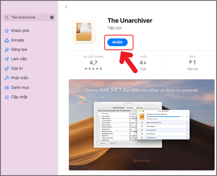 Tải ứng dụng The Unarchiver