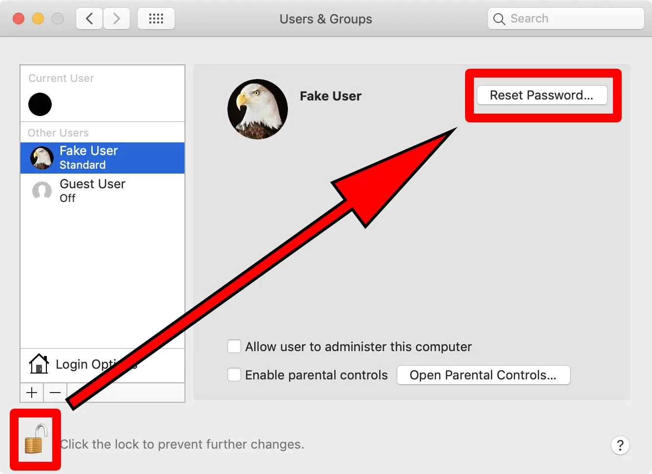 Giao diện Reset Password (Đổi mật khẩu) trên MacBook