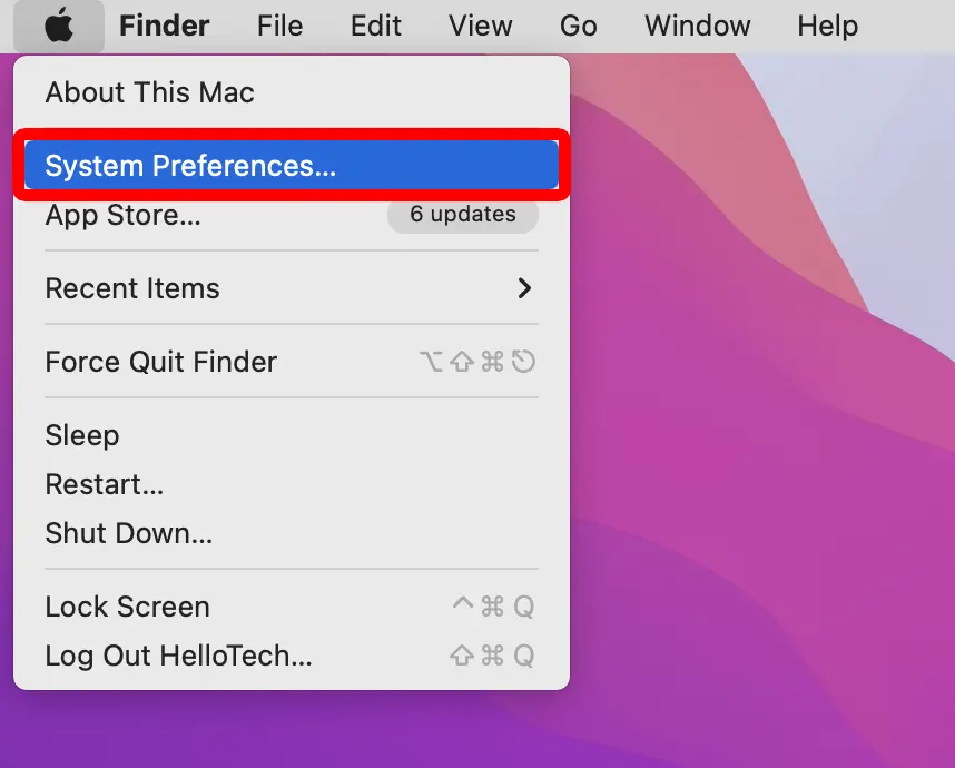 Mục System Preferences trên MacBook