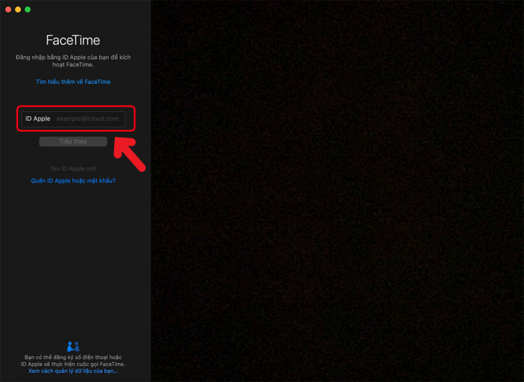 Đăng nhập tài khoản iCloud trên FaceTime