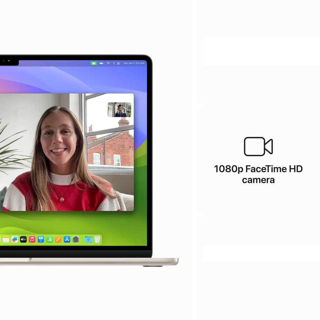 Camera FaceTime HD 1080p trên MacBook Air M3 giúp đem đến hình ảnh với chất lượng hình ảnh sắc nét, vượt trội