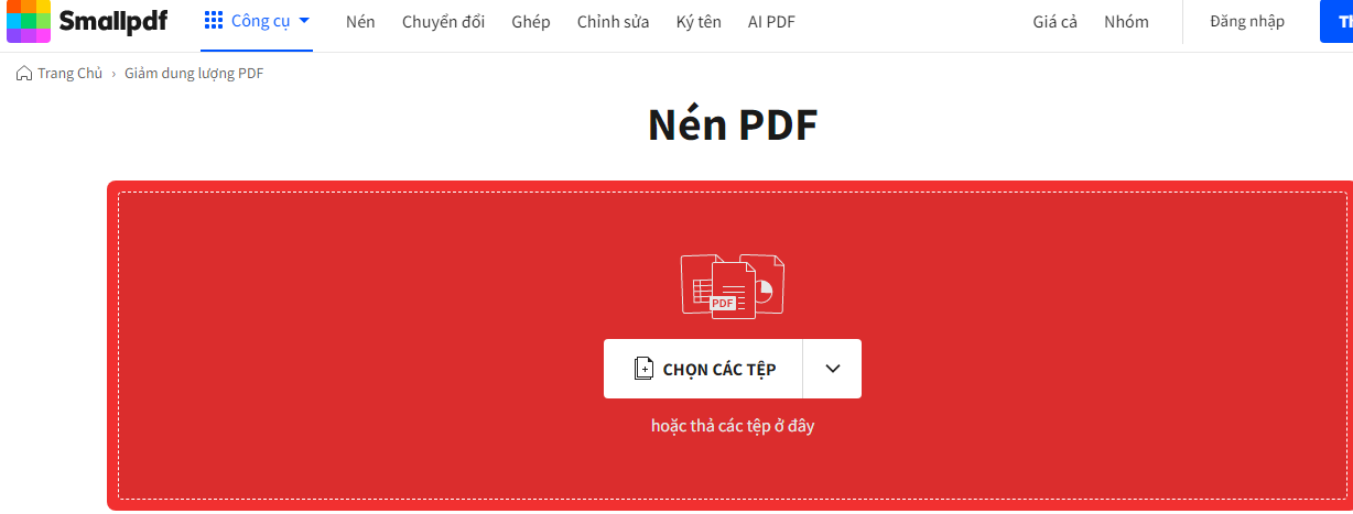 Giao diện website SmallPDF  