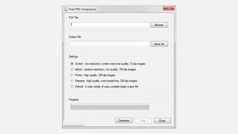 Giao diện ứng dụng Free PDF Compressor