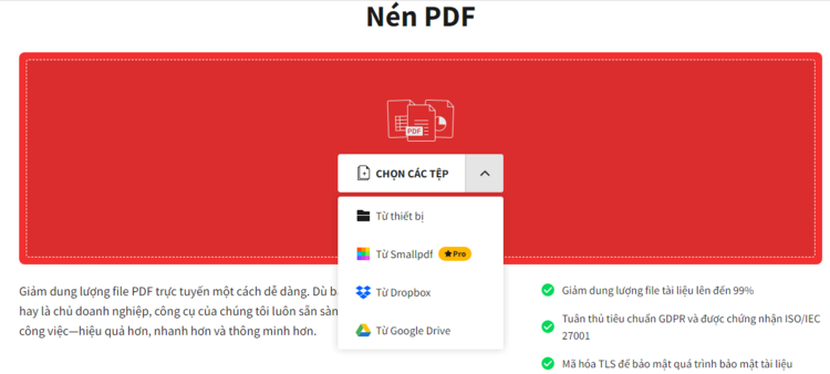 Tải file PDF lên website để hoàn thành thao tác giảm dung lượng file PDF trên Macbook  