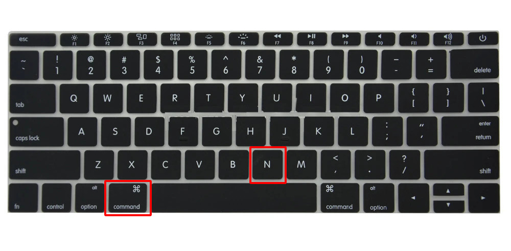 Vị trí phím Command + N trên MacBook