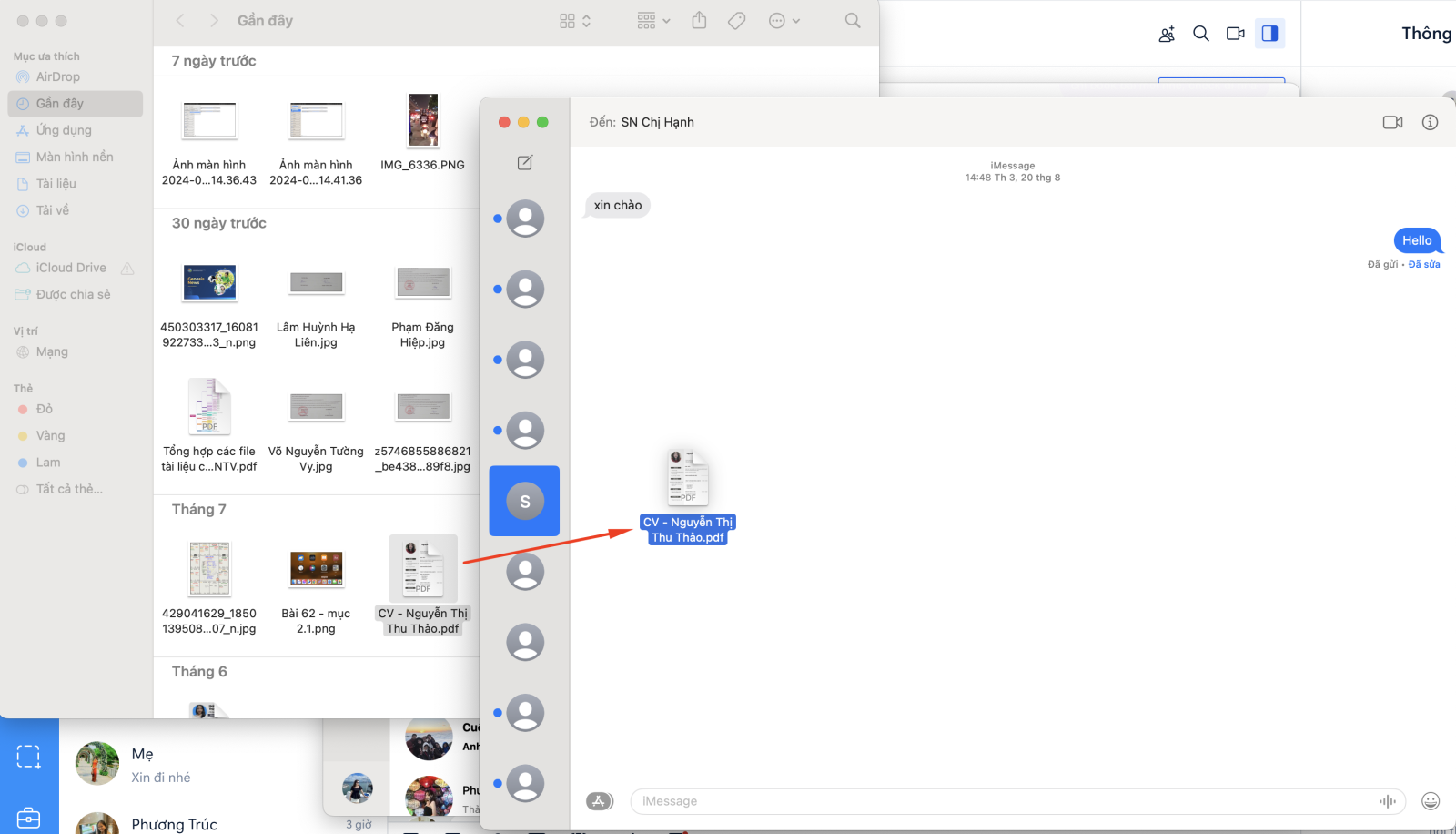 Kéo thả tệp từ Finder vào iMessage