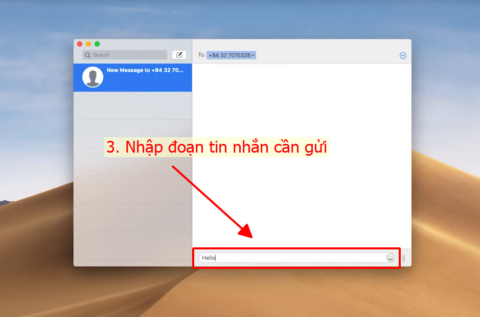 Nhập đoạn tin nhắn cần gửi ở ô phía dưới