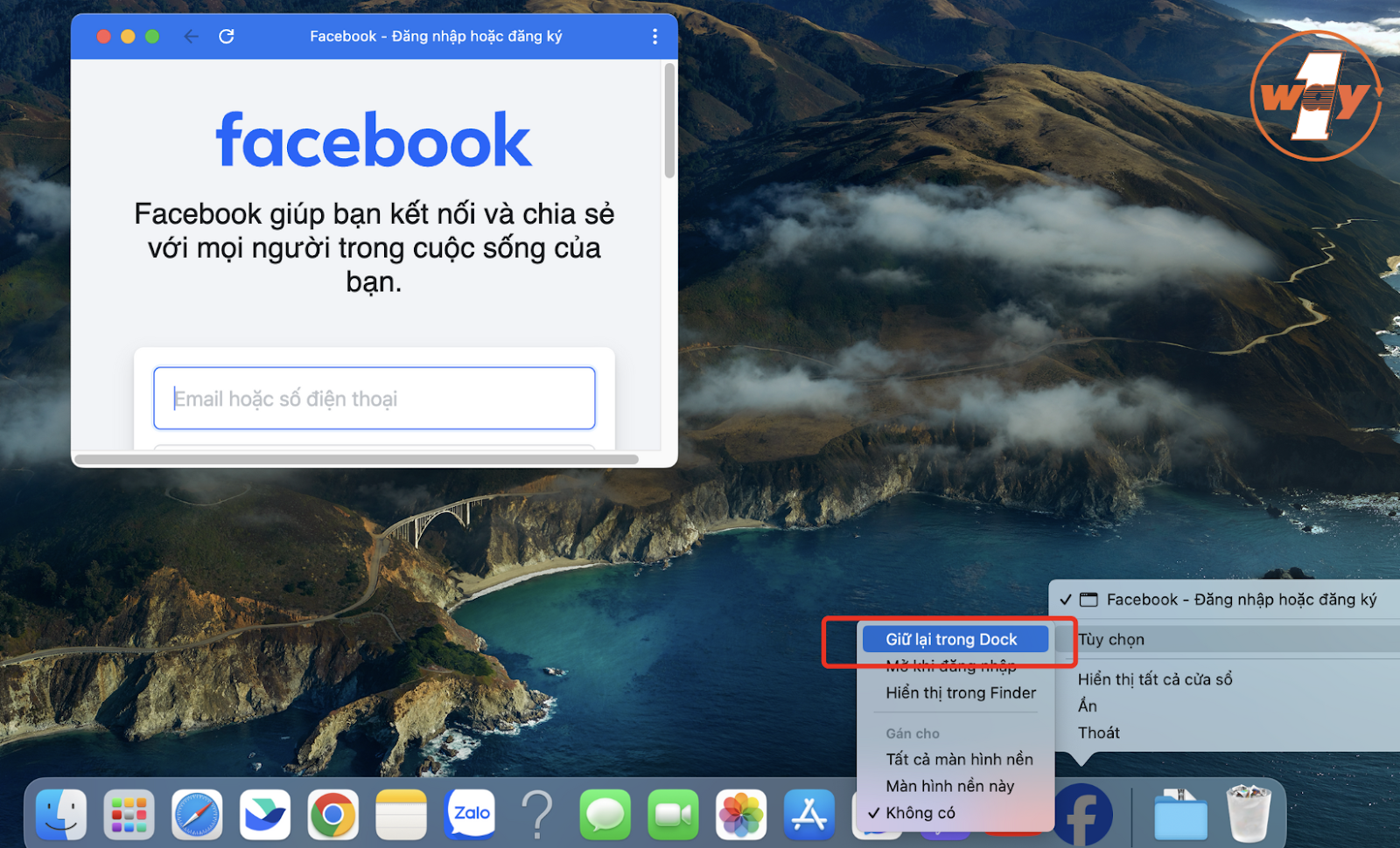 Ghim lại ứng dụng Facebook trên thanh dock để truy cập nhanh chóng