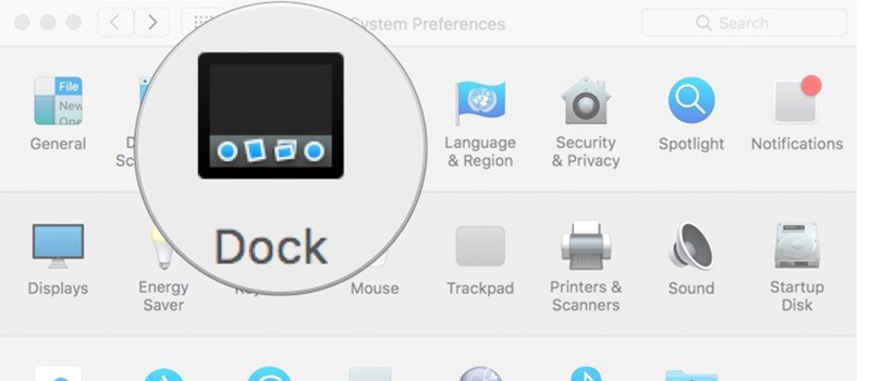 Icon Apple >> System Preferences >> Dock