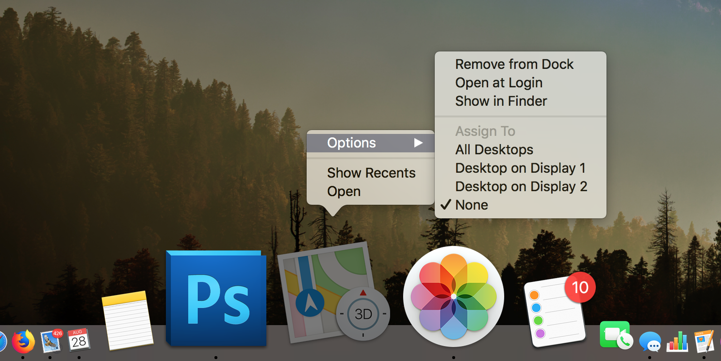 Options >> Remove from Dock
