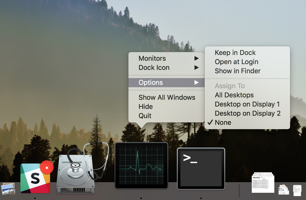 Options >> Keep in Dock