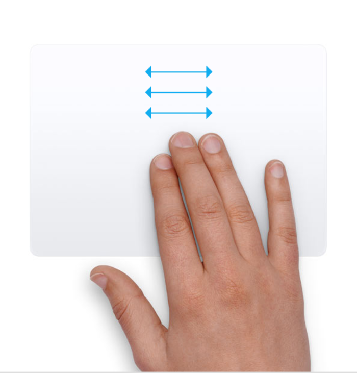 Thao tác ba ngón tay để kéo các mục trên màn hình, sau đó nhấp hoặc nhấn để thả