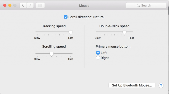 Điều chỉnh chuột dễ dàng trên trình Mouse của MacBook