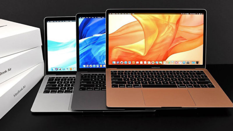 MacBook Air 2019 có 3 lựa chọn màu sắc là màu bạc, màu xám, màu vàng hồng