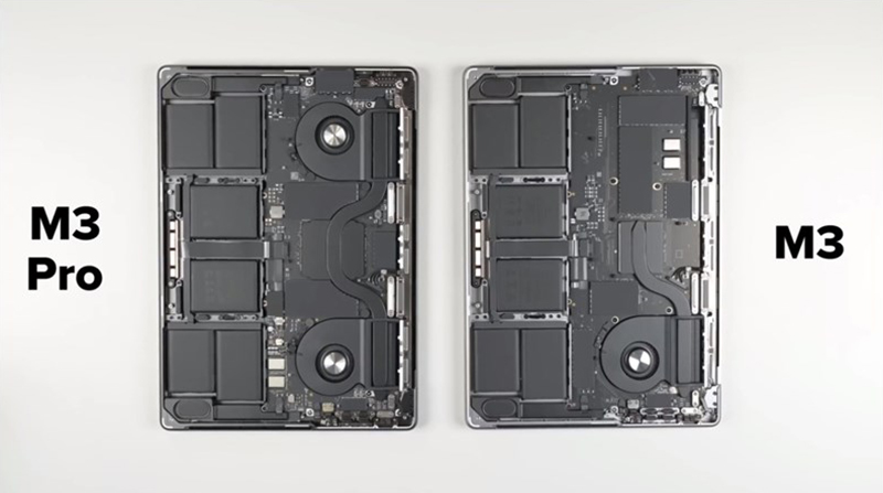 Thiết kế bên trong của 2 mẫu MacBook Pro 14 inch M3 