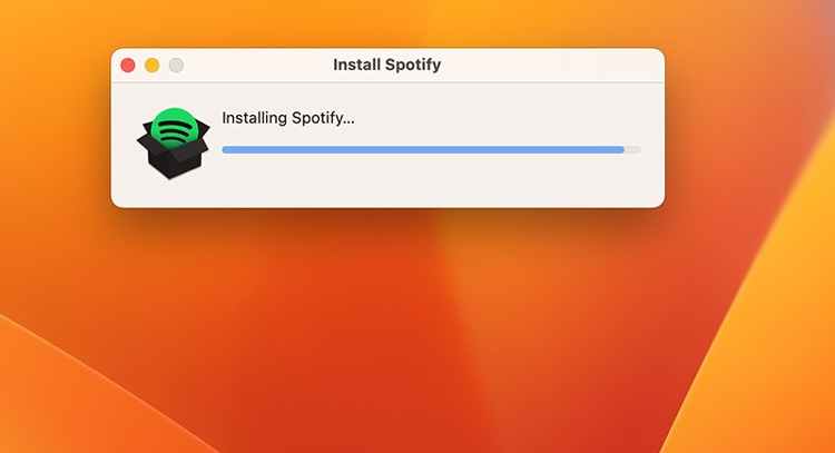 Bước 2: Bạn bấm vào biểu tượng “Install Spotify” để giải nén và bắt đầu quá trình cài đặt ứng dụng trên MacBook.