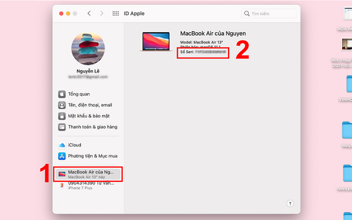 Số seri MacBook hiện lên trong bảng ID Apple