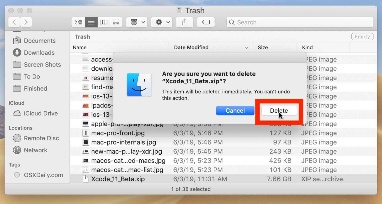 Nếu không xóa file trong mục Trash, chúng sẽ tự động biến mất trên iCloud sau 30 ngày