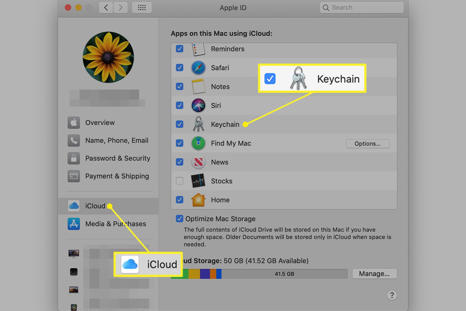 Mở Keychain và thử lại nếu không thể đăng xuất iCloud