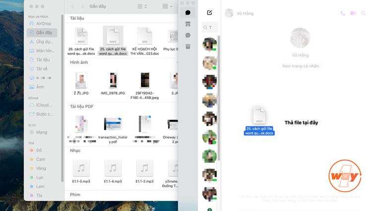 Gửi file Word qua Messenger bằng thao tác kéo thả