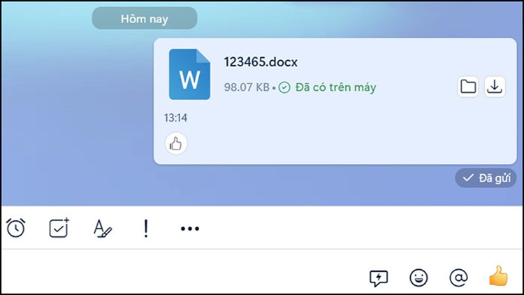 Hình ảnh file word đã được gửi vào cuộc trò chuyện trên Zalo