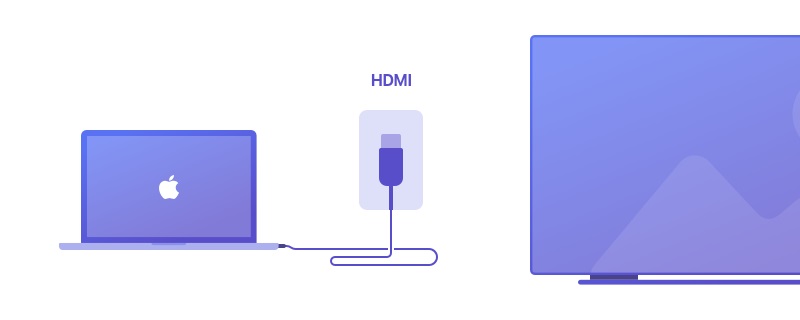 Sử dụng đầu nối HDMI, gắn 1 đầu vào tivi và đầu còn lại vào MacBook, sẵn sàng cho quá trình kết nối