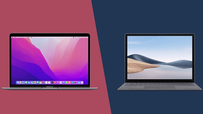 Hai sản phẩm MacBook (bên trái) và Surface Pro 4 (bên phải) nhận được nhiều đánh giá cao từ người dùng