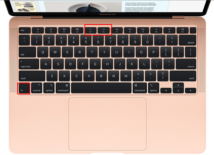 Phím F5, F6 trên MacBook Air M1 để điều chỉnh độ sáng bàn phím