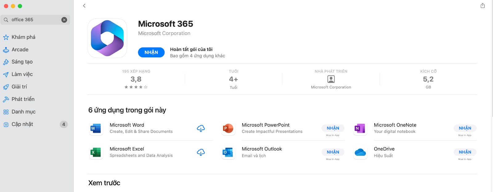 Tải xuống các ứng dụng trong gói Microsoft Office 365