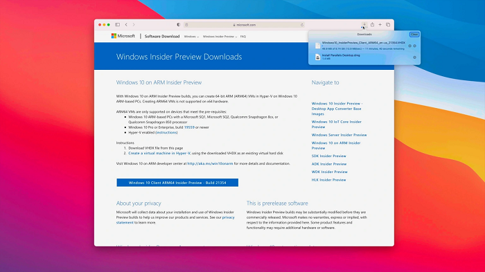 Thực hiện tải Windows 10 trên ARM Insider Preview xuống