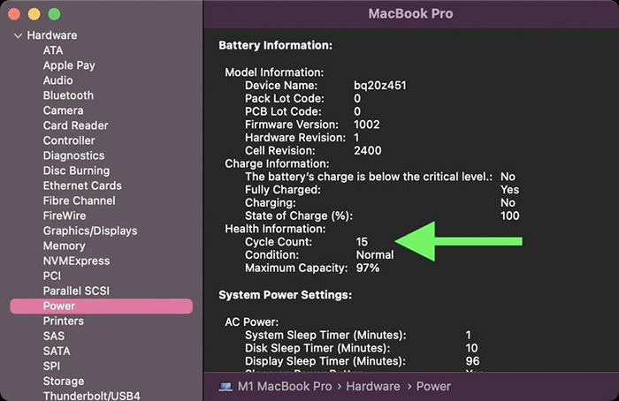 Cách kiểm tra Cycle Count pin trên Macbook Air M2